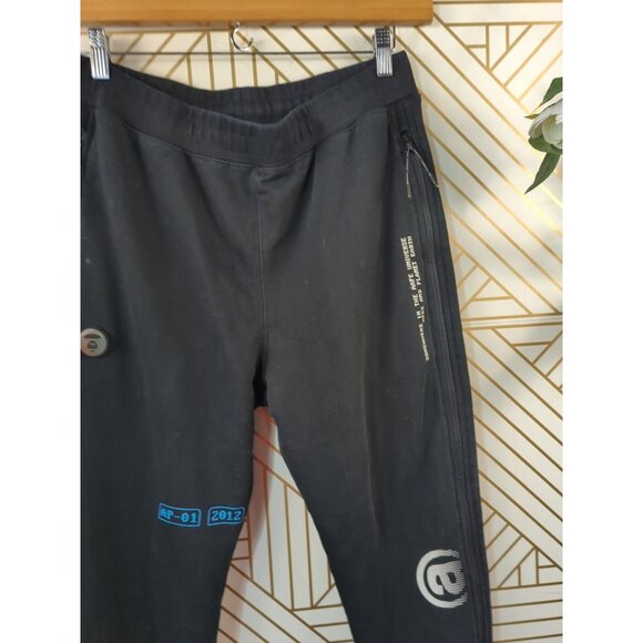 Aape by A Bathing Ape Sweatpants BAPE Lounge Black Joggers LOGO Size Large - Picture 8 of 11
